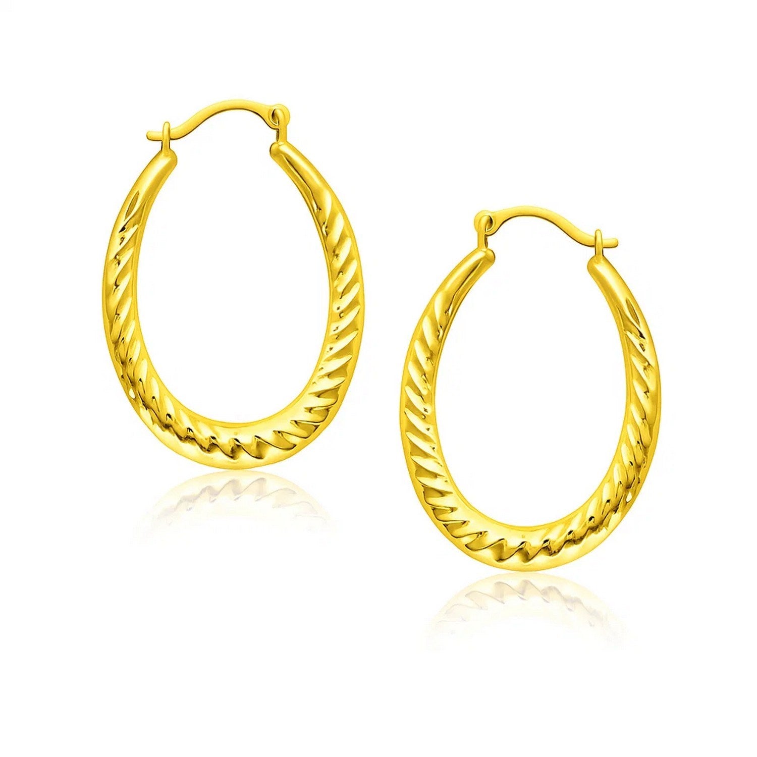 14k Yellow Gold Hoop Earrings with Textured Details in a sleek high-contrast midnight luxury editorial style
